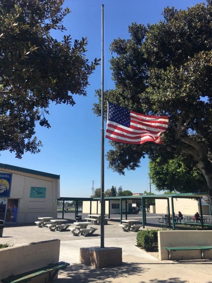 Our flag flies at half-staff in Remembrance of 9/11.
