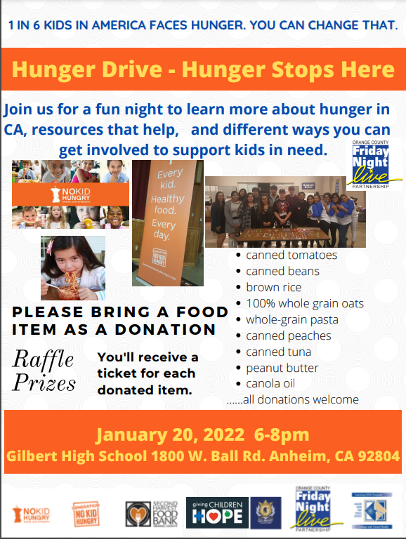 Hunger Drive On January 20 Come ON Help