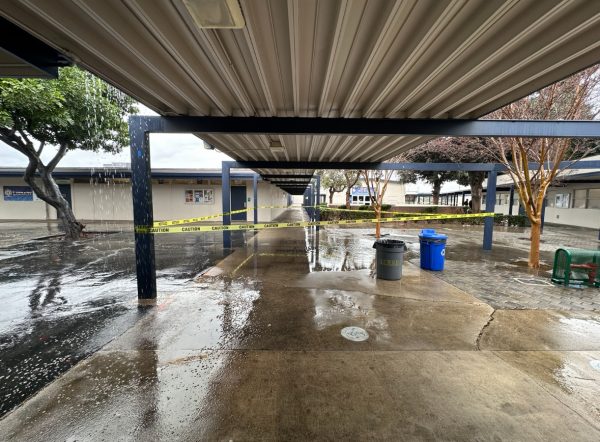 Students were cautioned to stay clear from flooded areas.